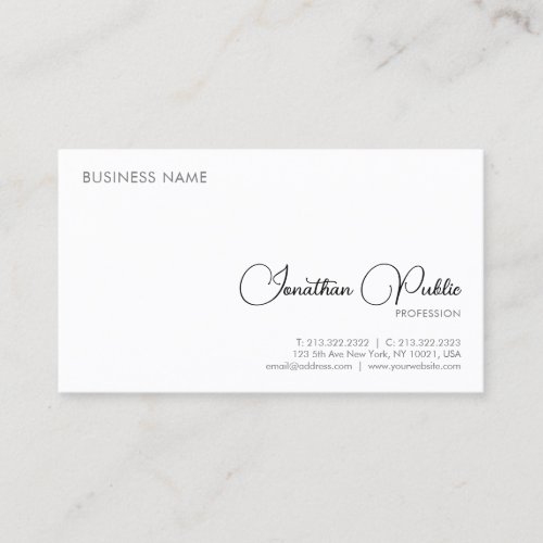 Professional Modern Elegant Simple Personalized Business Card