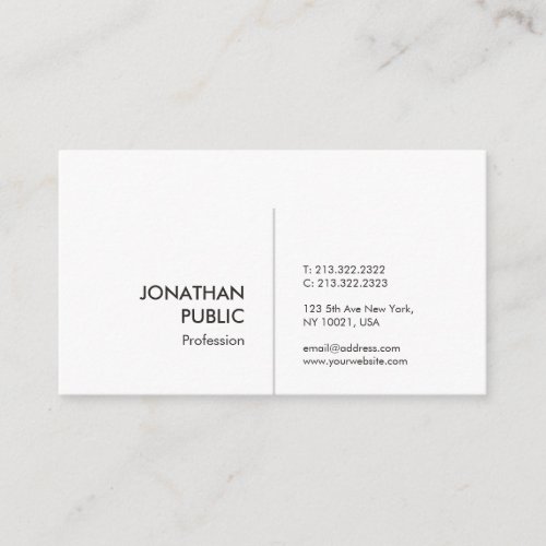 Professional Modern Elegant Simple Plain Cool Top Business Card