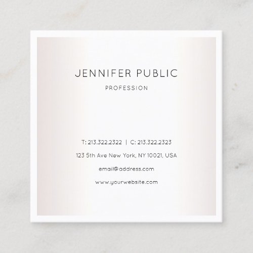 Professional Modern Elegant Sleek Faux Silver Square Business Card