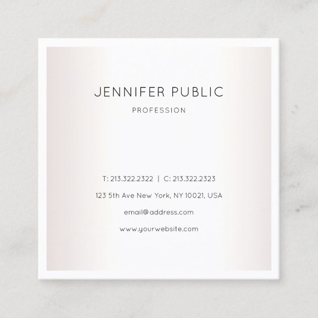 Professional Modern Elegant Sleek Faux Silver Square Business Card (Front)