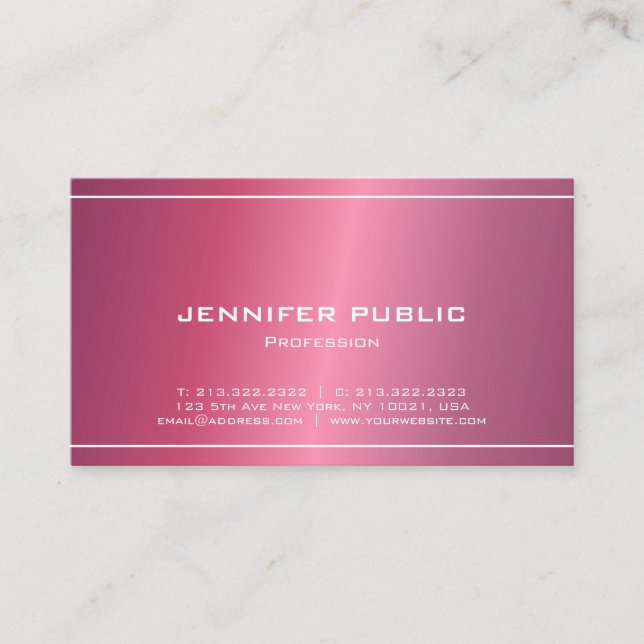 Professional Modern Elegant Sleek Plain Chic Business Card (Front)
