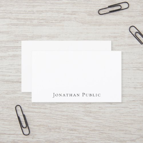 Professional Modern Elegant Sleek White Plain Business Card