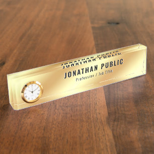 Professional Modern Elegant Template Glamour Gold Desk Name Plate