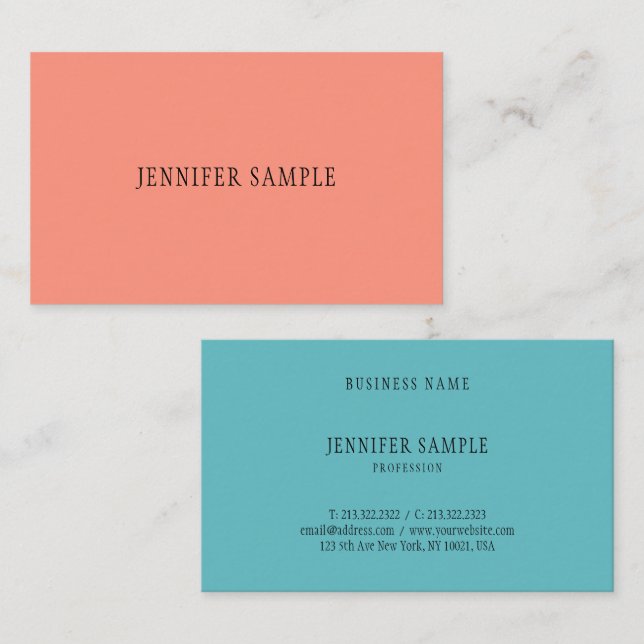 Professional Modern Elegant Trendy Colors Simple Business Card (Front/Back)