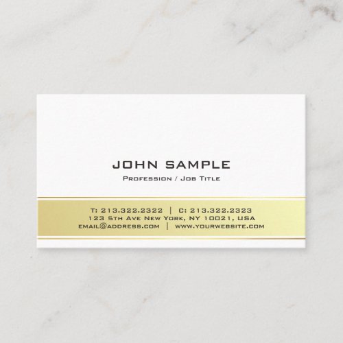 Professional Modern Elegant White and Gold Matte Business Card