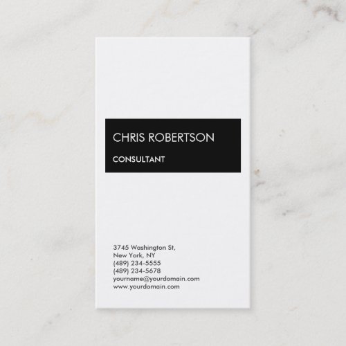 Professional Modern Elegant White Black Striped Business Card