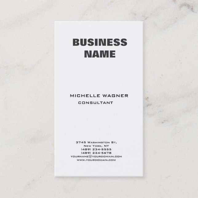 Professional Modern Elegant White Minimalist Business Card (Front)