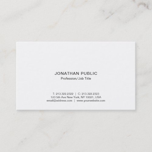 Professional Modern Elegant White Simple Company Business Card