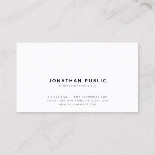 Professional Modern Elegant White Simple Plain Business Card