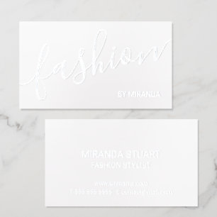 Professional Modern Fashion Stylist Silver Foil Business Cards