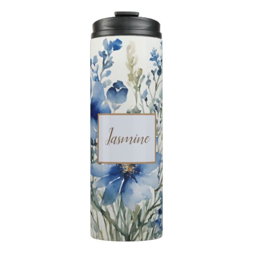 Professional Modern Floral Add Name Thermal Tumbler