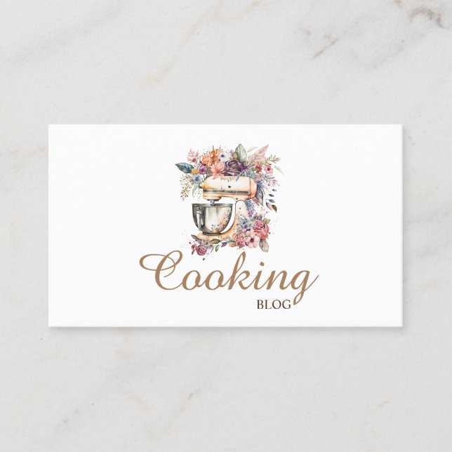 Professional,Modern,Floral Mixer,Cooking Business Card (Front)
