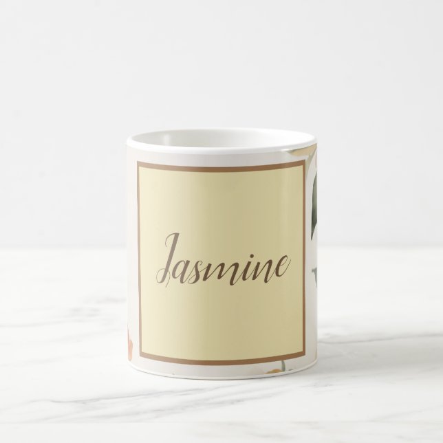 Professional Modern Floral Pastel Beige Color Coffee Mug (Center)