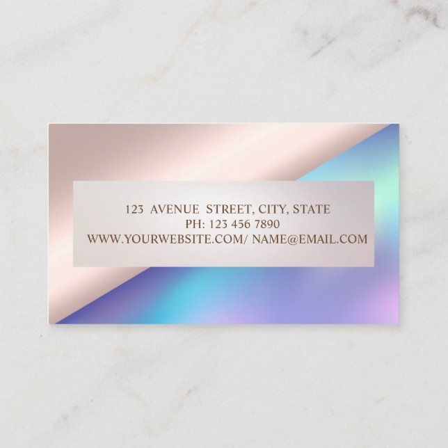 Professional,Modern Frame Rose Gold Holographic Business Card