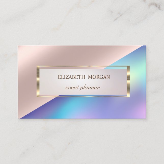 Professional,Modern Frame Rose Gold Holographic Business Card (Front)