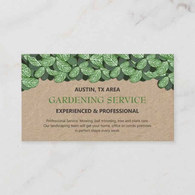 Professional & Modern Gardening /Landscaping Craft Business Card (Front)