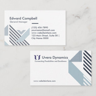 Professional Modern Geometric White Cool Layout Business Card