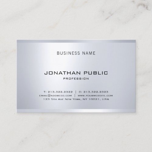Professional Modern Glam Silver Look Elegant Sleek Business Card