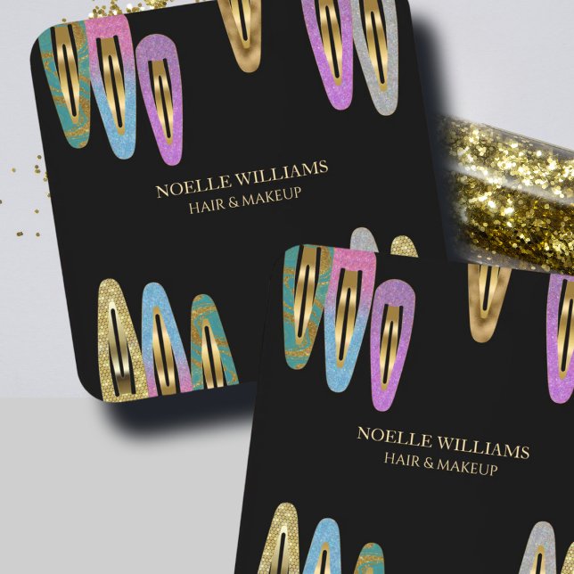 Professional Modern Glitter Hair Clip Hair Stylist Beverage Coaster (Creator Uploaded)