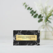 Professional Modern Gold Black Marble Business Card (Standing Front)