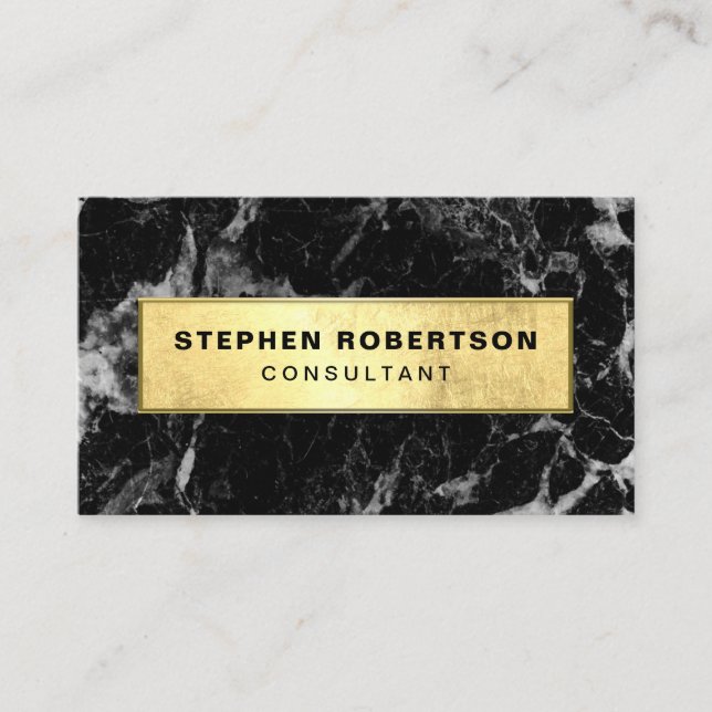 Professional Modern Gold Black Marble Business Card (Front)