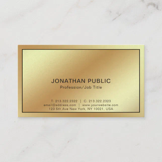 Professional Modern Gold Elegant Plain Luxury Business Card | Zazzle