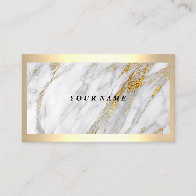 Professional Modern Gold Frame Gray VIP Marble Business Card (Front)