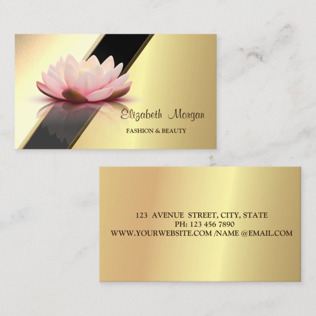Professional Modern Gold Geometric Lotus Business Card (Front/Back)