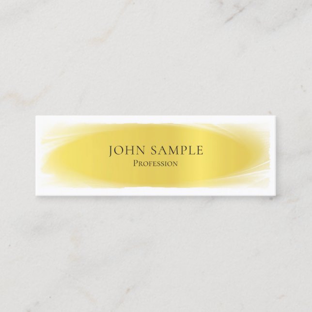 Professional Modern Gold Look Minimalist Plain Mini Business Card (Front)