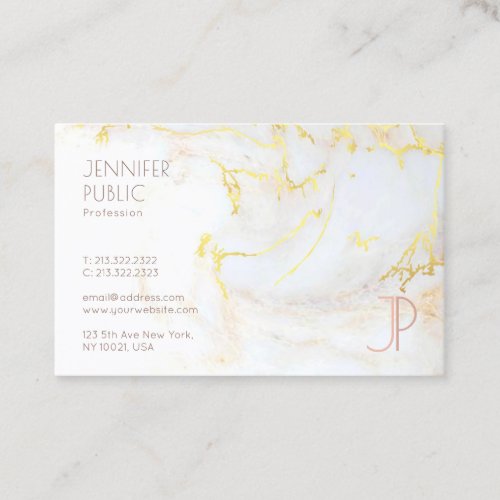 Professional Modern Gold Marble Monogram Elegant Business Card