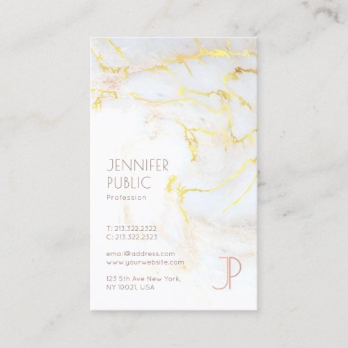 Professional Modern Gold Marble Monogram Luxury Business Card