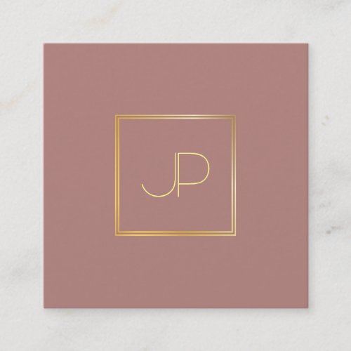 Professional Modern Gold Monogrammed Silk Finish Square Business Card