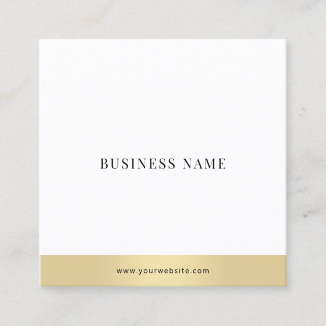 Professional Modern Gold White Elegant Simple Chic Square Business Card (Front)