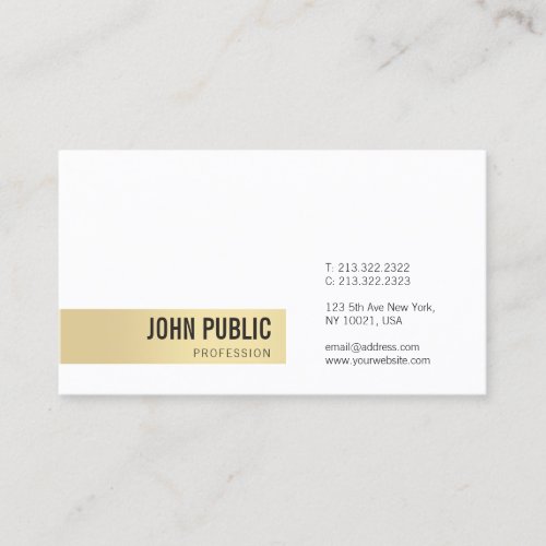 Professional Modern Gold White Simple Template Business Card