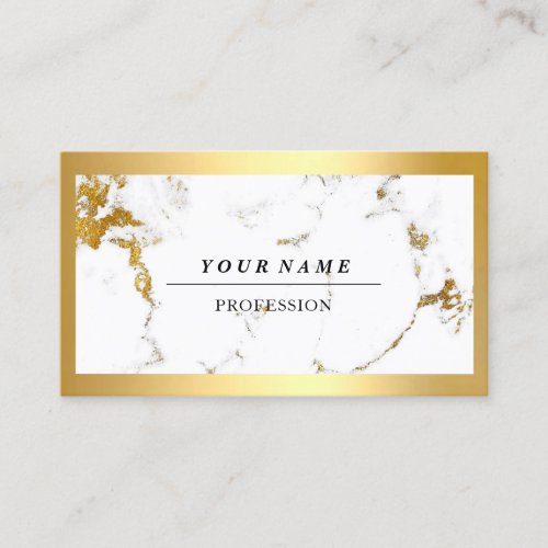 Professional Modern Golden Frame Marble White VIP Business Card