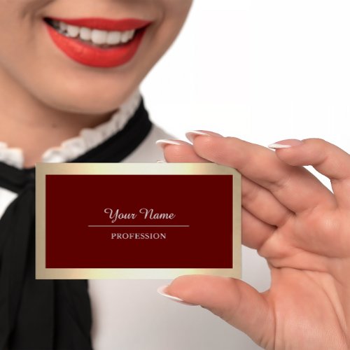 Professional Modern Golden Simply Minimal Burgundy Business Card