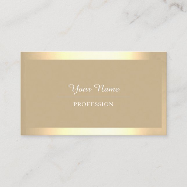 Professional Modern Golden Simply Minimalism White Business Card (Front)