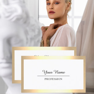Professional Modern Golden Simply Minimalism White Business Card
