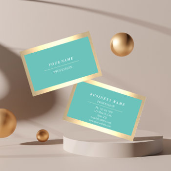 Professional Modern Golden Simply Mint Blue Business Card by luxury_luxury at Zazzle