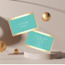 Professional Modern Golden Simply Mint Blue Business Card