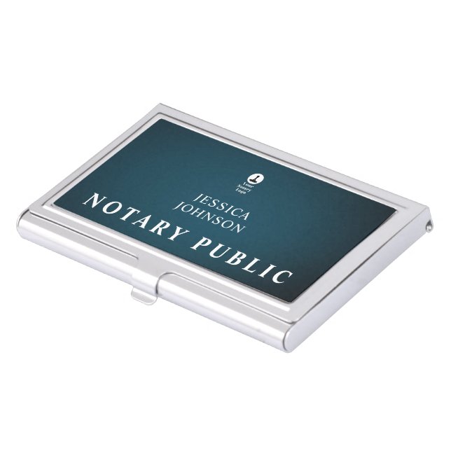 Professional modern gradient Notary Business Card Case (Front)
