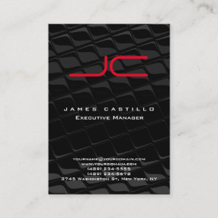 Professional Modern Gray Black Red Monogram Business Card