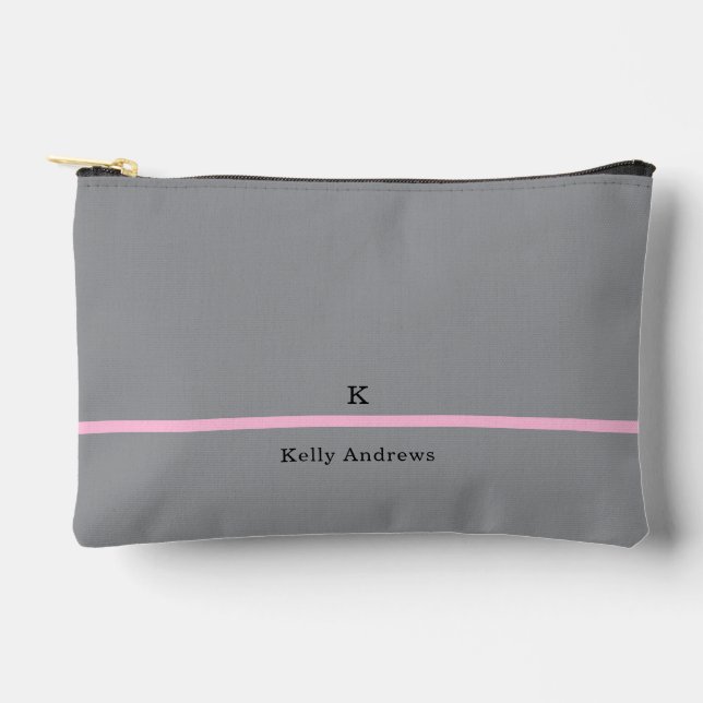 Professional Modern Gray Blush Pink Simple Accessory Pouch (Front)
