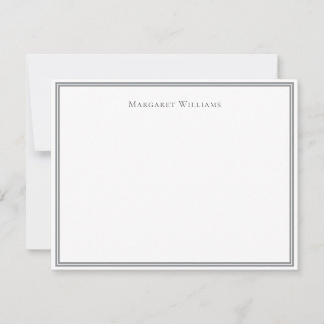 Professional Modern Gray Border Note Card (Front)
