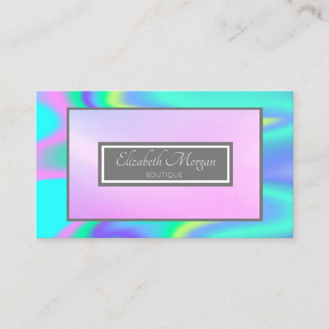 Professional Modern Gray Frame Holographic Business Card (Front)