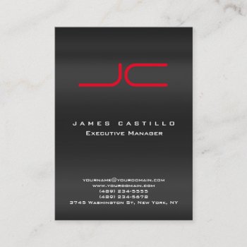 Professional Modern Gray Red Monogram Business Card by hizli_art at Zazzle
