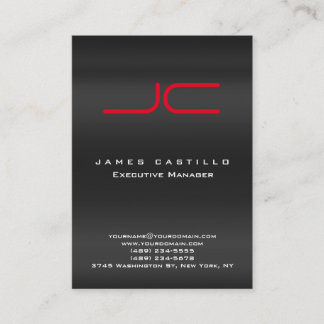 Professional Modern Gray Red Monogram Business Card
