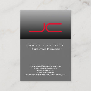 Professional Modern Gray Red Monogram Business Card