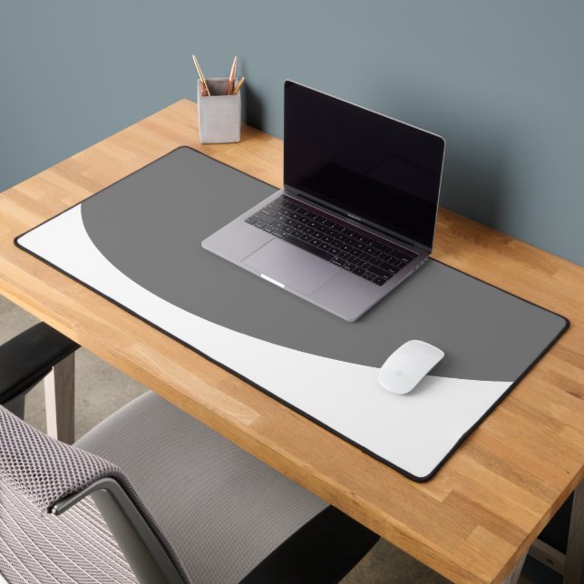 Professional Modern Gray White Wave Bottom Edge Desk Mat (Office 2)