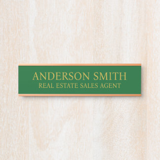 Professional Modern green Gold Office Name Title Door Sign